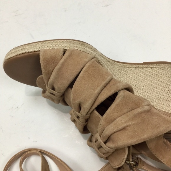 Sam Edelman Camel Tan Suede Awan Sandal Block Heel Espadrille Size 9 - Picture 10 of 13